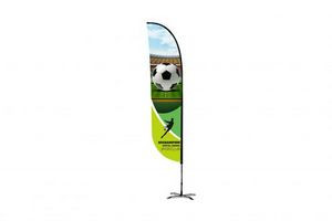 12ft Single-Sided Convex Feather Flag Banner w Full color Digital Print and Ground Stake Stand
