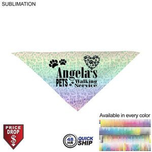 48 Hr Quick Ship - Medium Dog Bandana, 19x19x27, Stitched Edges, Sublimated Edge to Edge