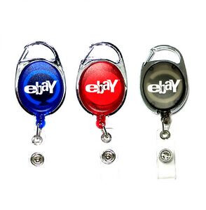 Oval Shape Retractable Badge Holder with Carabiner Clip