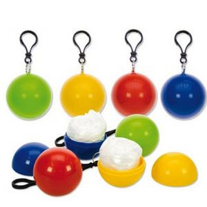 Portable Disposable Emergency Poncho w/Ball Key Chain