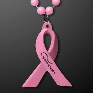 Breast Cancer Awareness Pink Ribbon Beads (Non-Light Up) - Domestic Print