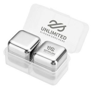 Reusable Stainless Steel Ice Cube 2 PCS Set Clear Packaging