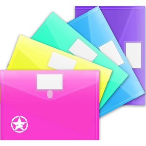 A4 Clear Plastic Document Folders w/ Label Pocket