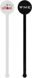 6" Round Plastic Drink Stirrer - White