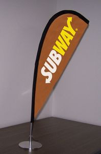 Desk Bow Wing Flag LUX Double Sided, Printed Wing Flag + Silver Base & Pole