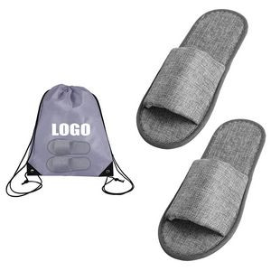 Open Strap Linen Travel Slipper w/Backpack