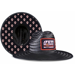Black Straw Hat With Custom Patch & Under Brim