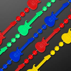 Rock Guitar Necklace Mardi Gras Beads - BLANK