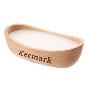 Two-Wick Large Wooden Boat Soy Wax Candle