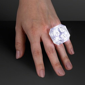 White Princess Cut Huge Diamond Lighted Ring