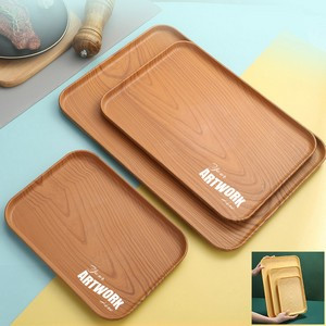 Wood Graining PP Material Serving Tray Or Dinner Tray Small Size