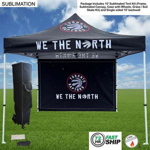 72Hr Fast Ship - Tent Backwall Package, 10' Sublimated Tent Kit and Full single sided backwall