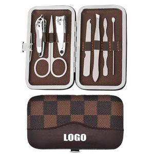 7 In 1 Manicure Sets With Brown Case