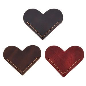 Debossed Genuine Leather Heart Shaped Bookmark