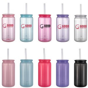 16OZ Mason Jar Cups with Lids and Straws