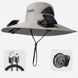 23'' Adjustable Polyester Solar Powered Cooling Hat w/Dual Fans