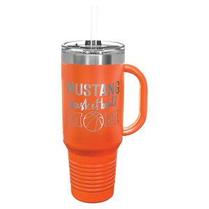 Polar Camel 40 oz. Orange Travel Mug with Handle, Straw Included