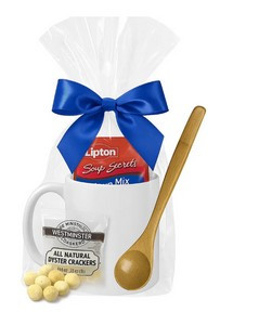 Soup Mug with Crackers and Spoon