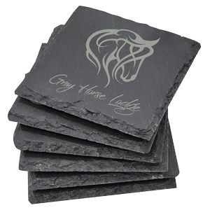 4" x 4" Square Slate Coaster Set-6 Piece