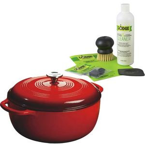 Lodge 6 Qt Enamel Dutch Oven & Enamel Cast Iron Care Kit