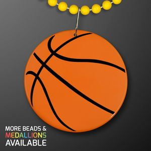 Basketball Medallions on Yellow Beads Necklace (NON-Light Up)