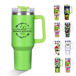 40oz Vacuum Stainless Steel Tumbler with Handle & Straw