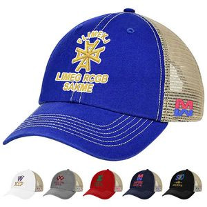 Two-Tone Untructured Trucker Hat with Mesh Back Dad Cap