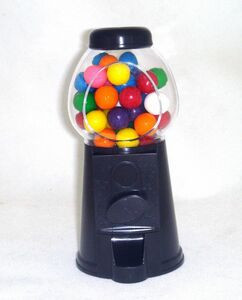 3-1/2"x3-1/2"x6" Black Gumball- Candy Dispenser Machine