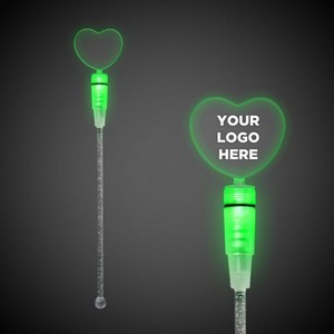 9" Green Heart Light-Up Cocktail Stirrer