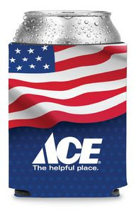 Collapsible Premium Foam American Flag Can Cooler w/ Full Color Sublimation