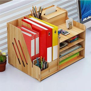 "Wooden Document Rack and Desk Organizer File Sorter"