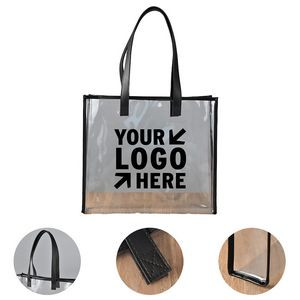 Clear Tote Bag with Leather Handles