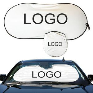Nylon Foldable Single Panel Car Windshield Sun Shade w/ Storage Pouch 51"x23"