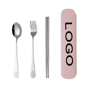 3 in 1 Stainless Steel Flatware Spoon Chopsticks Fork Tableware Set