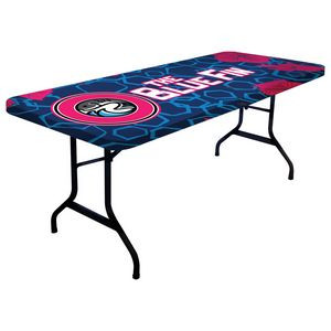 Slim Fitted Stretch Fit Tablecloth, 6' table, Fully printed.