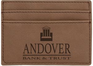 Dark Brown Wallet Clip, 4" x 2-3/4" Laserable Leatherette