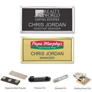 3.375"W x 2.125""H Executive metallic personalized Name Badge