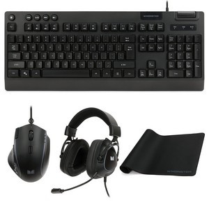 Monster Campaign Gaming Bundle, Black - Keyboard, Mouse, Headset, Mouse Pad