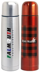 16 Oz. Slim Vacuum Bullet Bottle, Silver, Black or Red Coated