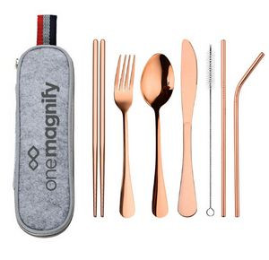 Colorful Stainless Steel Cutlery Set In Felt Bag