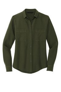 MERCER+METTLE™ Women's Stretch Crepe Long Sleeve Camp Blouse