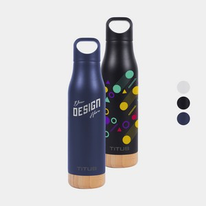 Premium 17 oz TiTUS® Stainless Steel Water Bottle with Wood Base