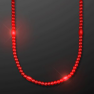 LED Red Light Up Mardi Gras Beads - BLANK