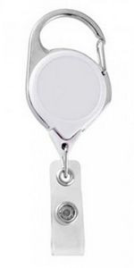 Blank White No-Twist Carabiner Retractable Reel