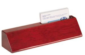 8.5" Red Piano Finish Desk Wedge w/Business Card Holder