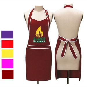 8.5 oz. King cardan V-neck Trimmed Kitchen Apron w/ 2 pocket