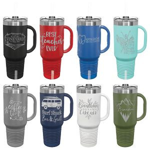 Polar Camel 40 Oz. Travel Mug w/Handle & Straw