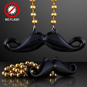 Beaded Black Mustache Necklaces - BLANK