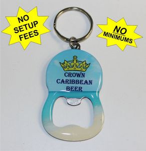 Bottle Opener with Keychain & Full Color Domed Decal
