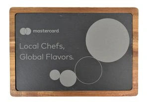 13" X 9" Acacia Wood/Slate Cutting Board
